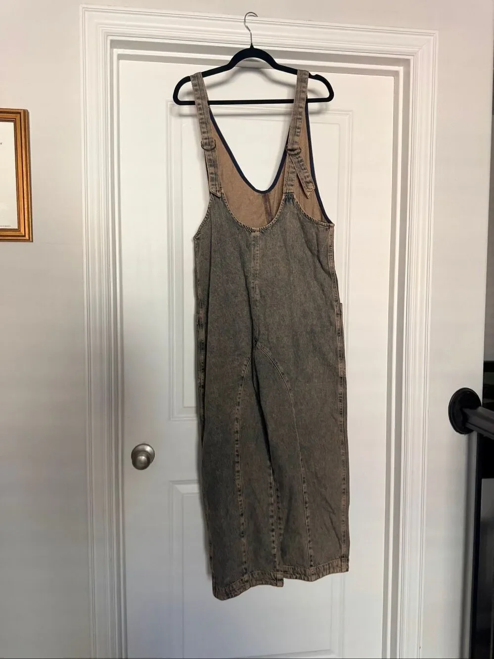 Free People Womens Grey Acid Wash Denim Bib Overalls Jumpsuit Pockets Size S